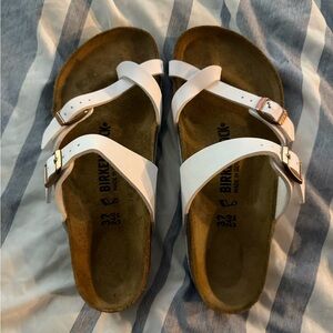 Birkenstock White and Brown Sandals